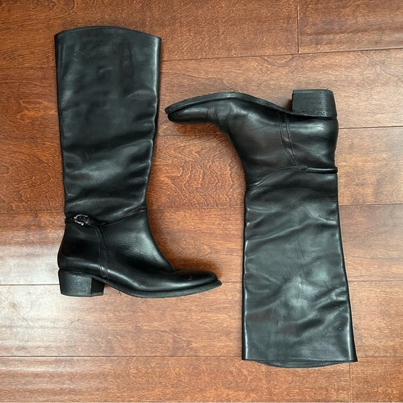 Roberto Del Carlo Black LeatherTall Riding Equestrian Boots, Size US 7.5 EU 37.5 - Picture 1 of 14